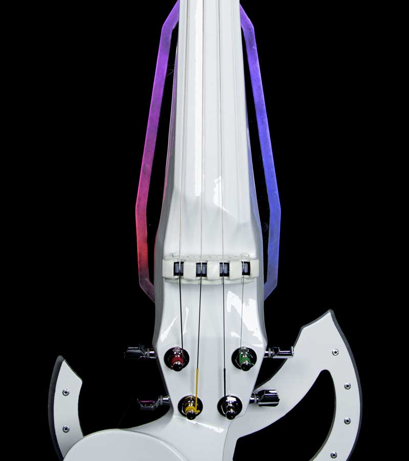 White electric violin with LED