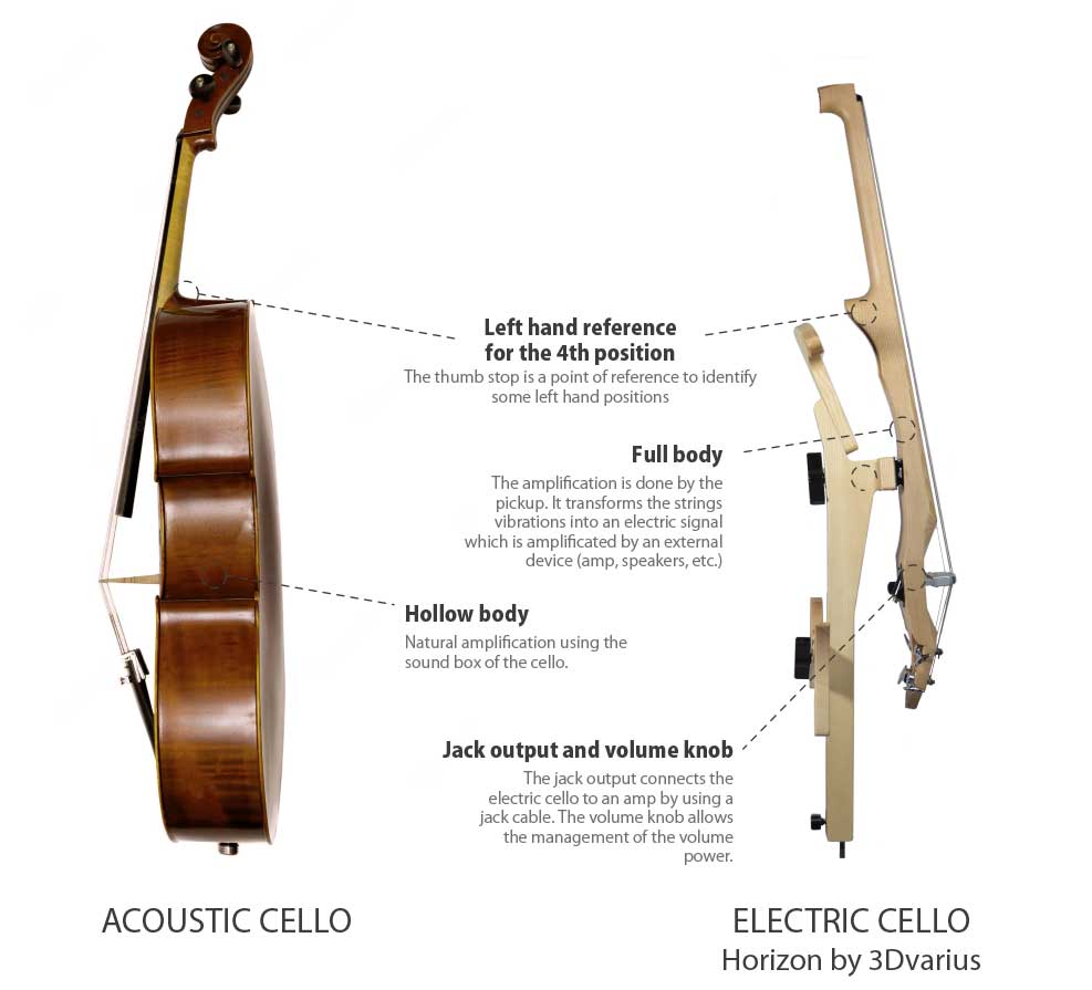What are the differences between an acoustic and an electric cello 3Dvarius
